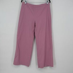 Valentino Pink High Rise Wide Leg Trousers Pants Made in Italy Size 12 Cotton